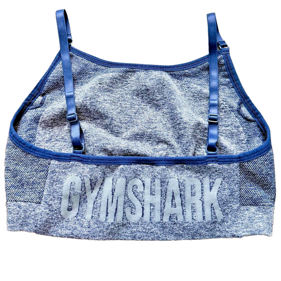 NEW Gymshark Navy Marl/Light Gray Flex Strappy Sports Bra Women's Size Medium - Picture 6 of 12